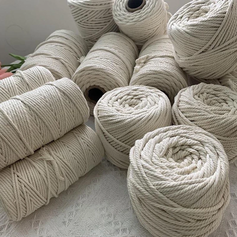Cotton Macrame Cord String Rope Ribbon Crafts DIY 2mm 3mm 4mm Beige Rope Braided Manual Sewing Bohemia Wedding Home Decoration