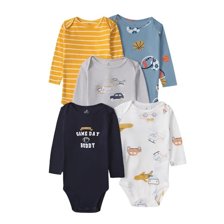 5PCS/set Fashion Baby Boys Clothes Cotton Soft Long Sleeve Autumn Boy Girls Bodysuit Newborn Toddler Body 5