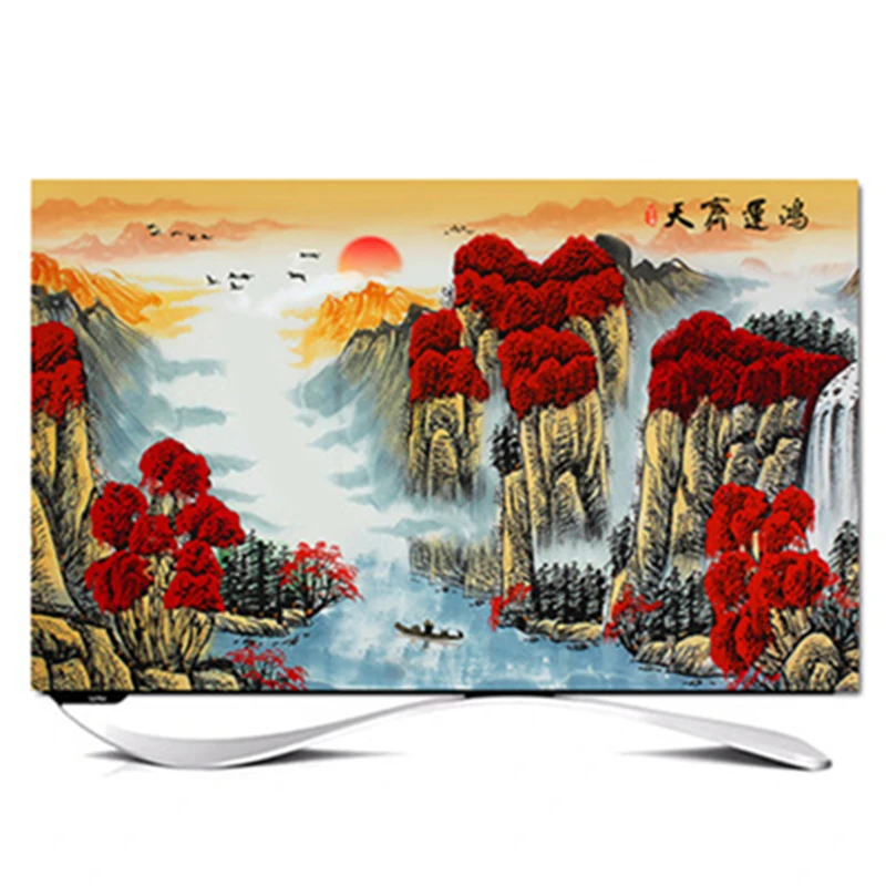 Custom 32" 85" Inch Decorative Hood Cover For Screen Lcd Tv Pc Landscape Downfall Sunrise Tree