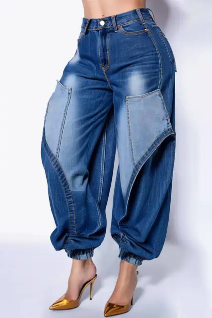 Plus Size Women's Daily Blue Jogging Denim Jeans