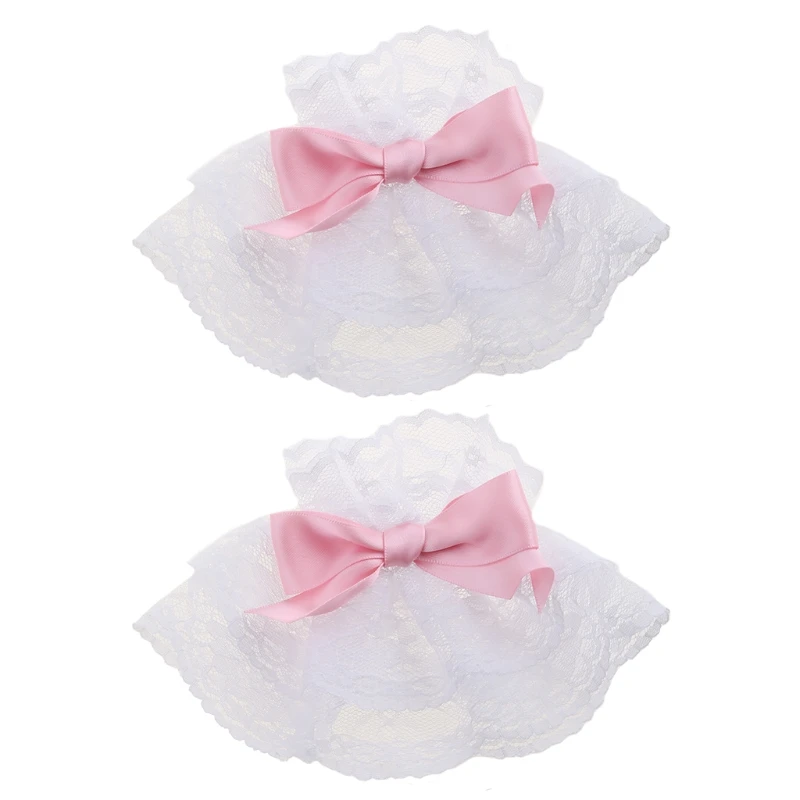 Japanese Hand Sleeve Wrist Cuffs Sweet Ruffled Lace Multicolor Bowknot Maid Cosplay Bracelet For Wedding Party