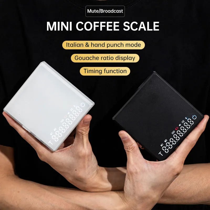 

Rechargeable Digital Coffee Scale with Timer Touch Sensor LED Screen Espresso Mini Smart Timer 2kg/0.1g High Precision Measures