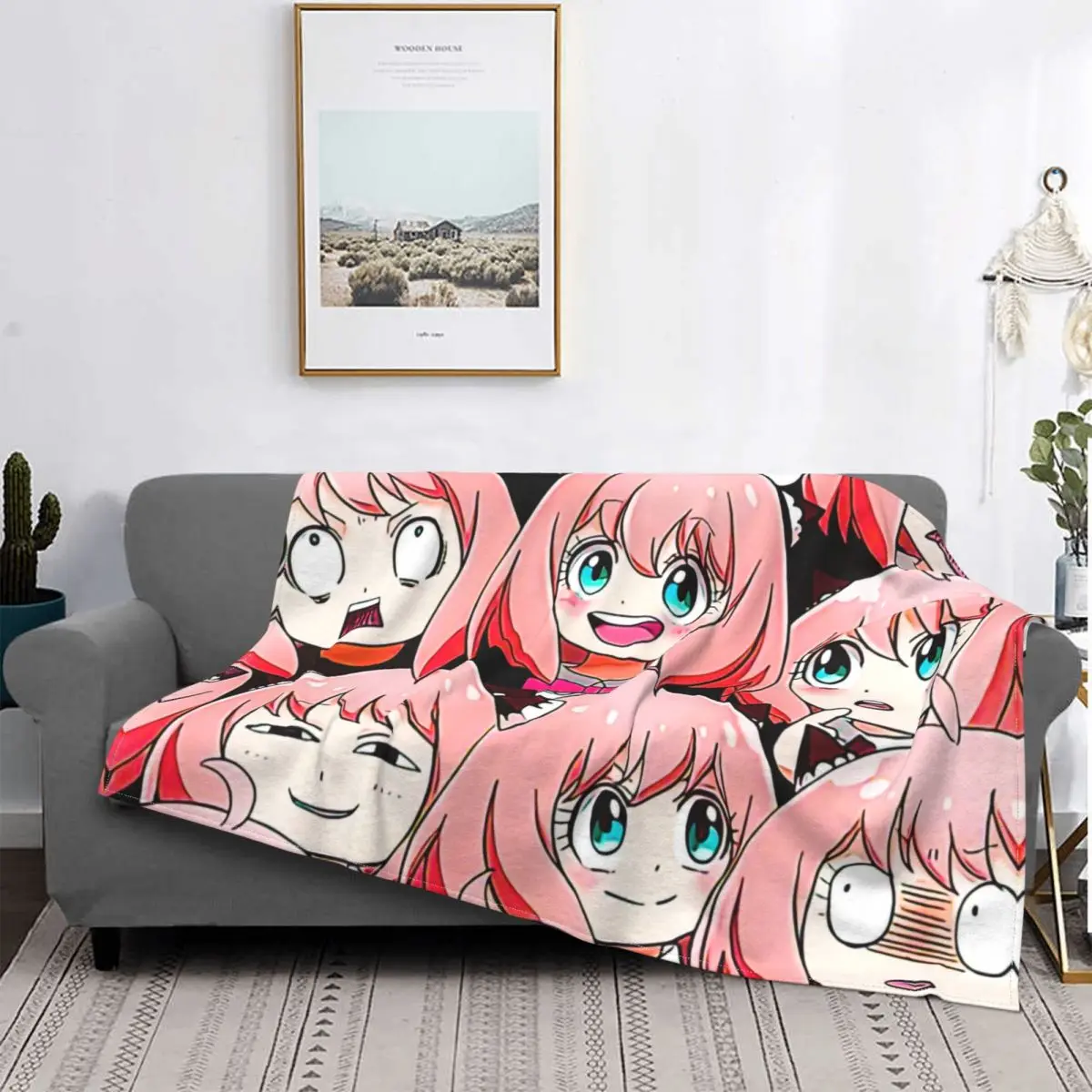 

Spy X Family Anya Forger Funny Cute Fleece Throw Blanket Blankets for Sofa Travel Soft Quilt
