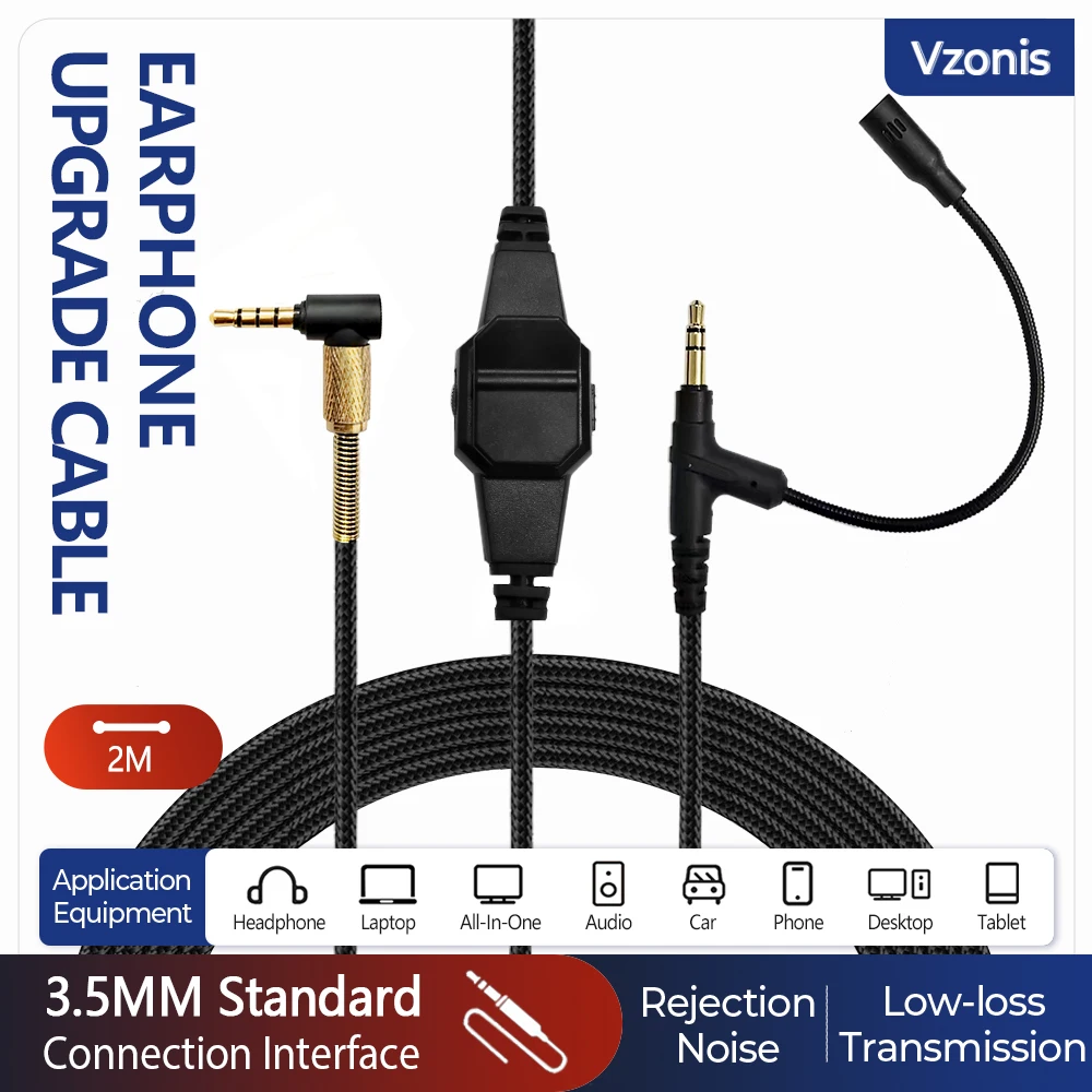 HiFi Headphone Audio Cable PC Gaming Headset