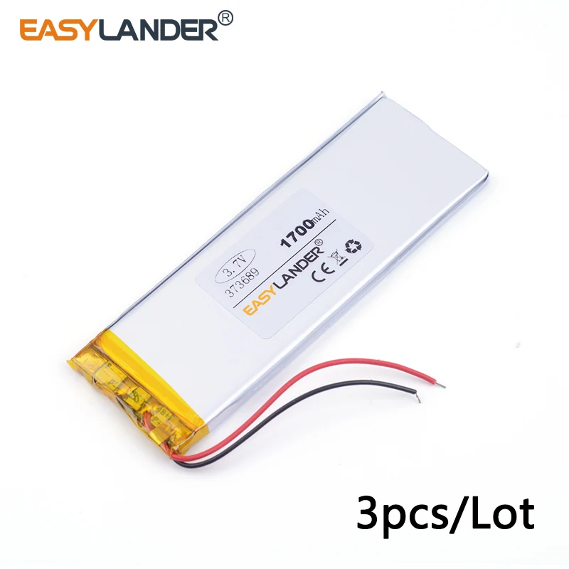 

3pcs /Lot 3.7v lithium Li ion polymer rechargeable battery 373689 1700mAh for China Note5 Clone n9200 MTK Android Smart Phone