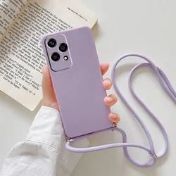 Hands-Free Silicone Crossbody Phone Case with Necklace Strap Lanyard for Honor 200 Lite (Purple)