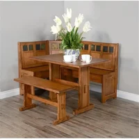 Rustic Oak Breakfast Nook Dining Set – Corner Bench with Hidden Storage & Reversible Seating for Kitchen - Image 2
