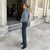 TRAF Autumn Winter Cropped Jacket for Women Short Coat Tweed Jacket Zip Crop Demi-season Jacket Woman New in outerwears 4