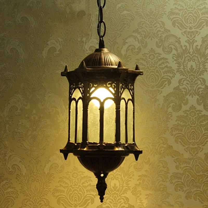 Europe Creative Outdoor Pendant Lights Bronze Painted Luminaire Suspendu Residential Hotel Community Balcony Parlor Lamps