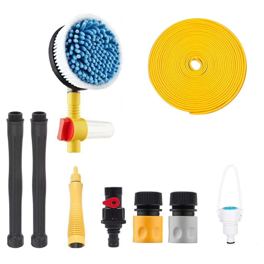 

Car Rotary Wash Brush Kit 360 Automatic Rotating Adjustable Dip Wash Brush High Pressure Washer Vehicle Cleaning With 5m Hose
