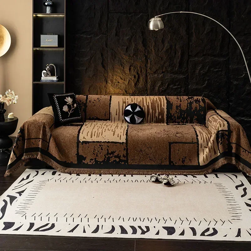 Chenier Vintage Sofa Cover Cloth Anti Cat Scratch Anti Slip Backrest Towel  A Whole Fully Enclosed Dust Couch Cover Cloth 3 Seat 5