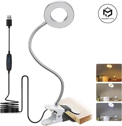 Compact LED Clip - On Desk Lamp with Flexible Gooseneck and Eye - Caring Light (Silver)