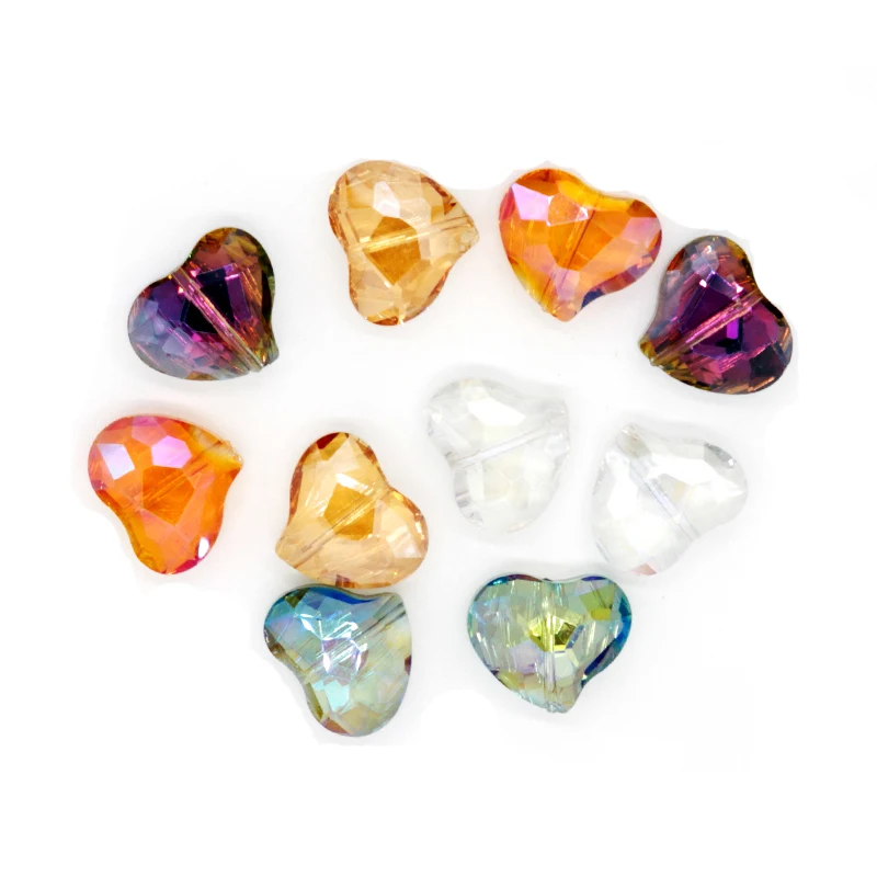 10pcs/lot Crystal Charms Love Heart Loose Beads 19x16mm Pendant