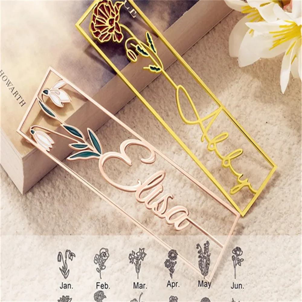 PersonalityCustomBirthFlowerNameBookmarkColorfulStainlessSteel