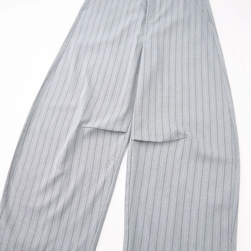 Retro Old Money Ästhetik Gestreifte Weite Hosen Lässige Baggy-Hosen mit Gebogener Form für Männer und Frauen Relaxed Fit Ballon-Hosen – Detail 8
