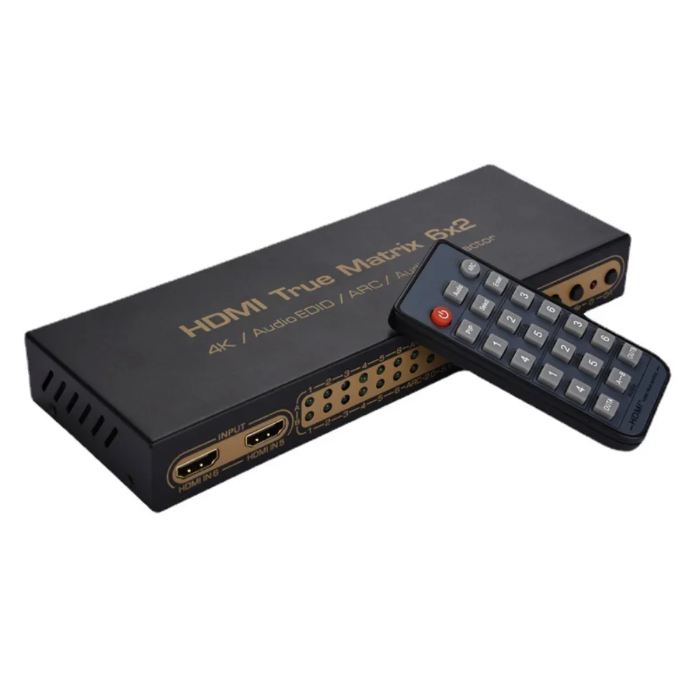 

HDMI матрица 6 в 2 выхода 4K x 2K поддерживает 3D 6x2 HD видео переключение оптического волокна 5,1 изображение в картинке ARC