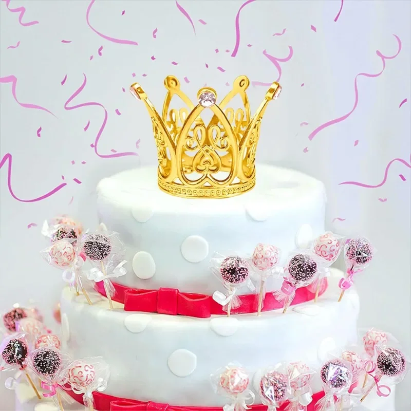 6 Mini Coroncine Per Torte Con Strass E Perle – Decorazioni Per Dolci - 3