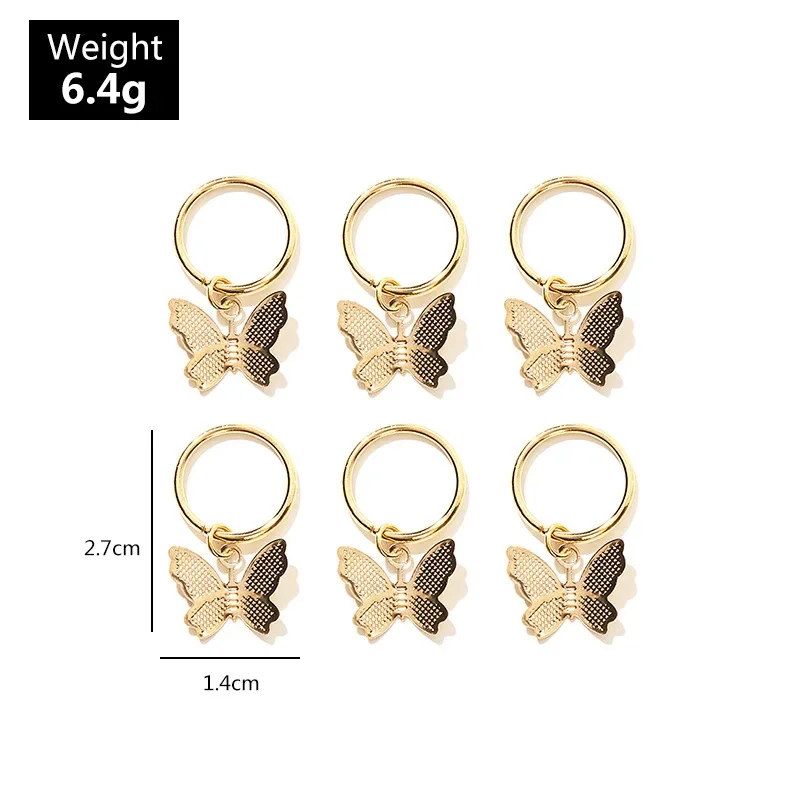 Butterfly Star Pendant Hair Clip For Women Braid Metal Rings DIY Western Style Accessories Girls Headdress 6Pcs jewelry accessories hair accessory hair clip hair headdress