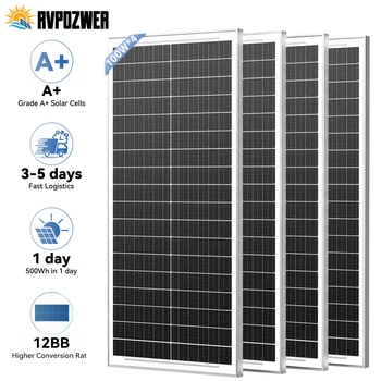 RVPOZWER 12.8V 400/200/100W Rigid Solar Panel 12BB N-Type Solar Cells Monocrystalline Silicon Waterproof Solar Panel Home/RV 1