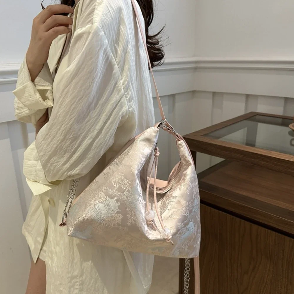 Elegant Chinese Style Backpack Large Capacity Multipurpose Women's Shoulder Bag Exquisite Embroidery Ancient Underarm Bag Travel