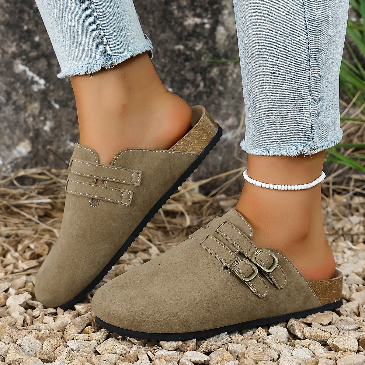 2025 Women's Fashionable and simple temperament Half Slippers shoes Spring Autumn Versatile Foot Cover Shoes Easy to Wear