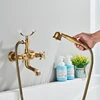 Antique Black Bronze Phone Style Bathtub Shower Faucet Copper Spray Wall-Mounted Hot And Cold Faucet Bathtub Shower System 4
