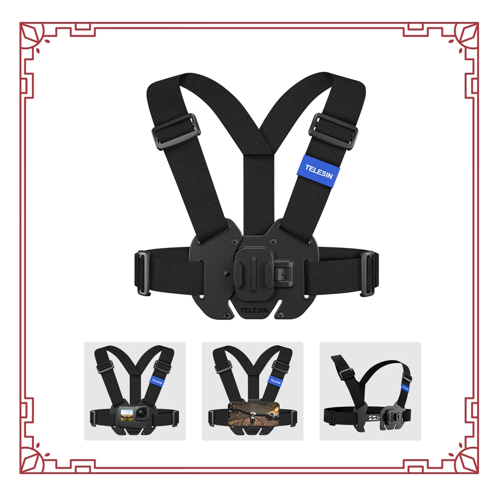 

TELESIN Chest Mount Belt Head Strap for GoPro Hero 11 10 9 8 7 6 5 Insta360 SJCAM EKEN DJI Action Camera Accessories