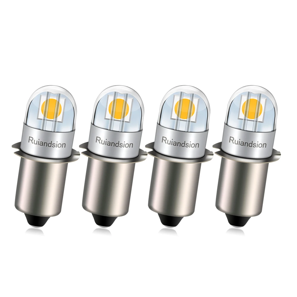 4pcs Ruiandsion P13.5S LED Bulb 3V 4.5V 6V 12V 24V Non Polarity 3030 2Chips Torch Lantern Work Light White Warm White led lights led bulbs