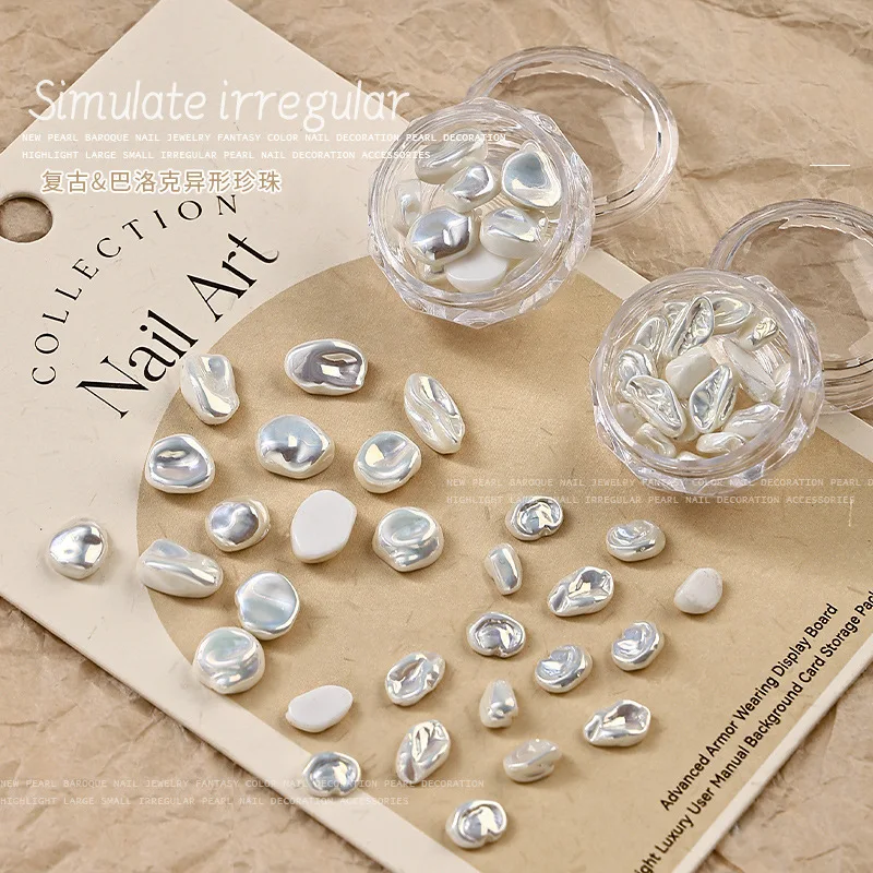 10PCS Irregular Pearls Nail Art Charms Rhinestone Manicure Decor Parts For Baroque Nails Decoration Design Supplies Materail 4