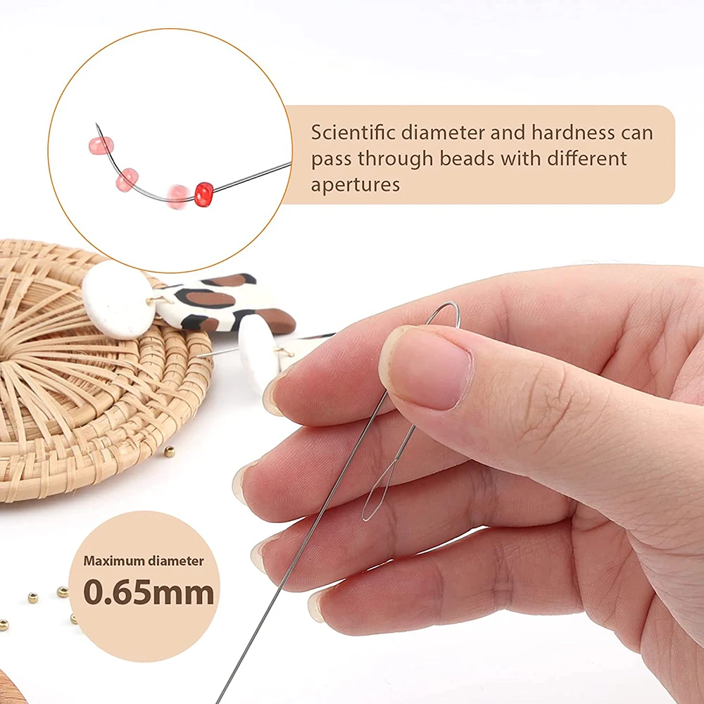 4 PCS Big Eye Curved Beading Needles Flexible Seed Beads Needles 5.3 Inch  Long Beading Needle for Bead Spinner Jewelry Making