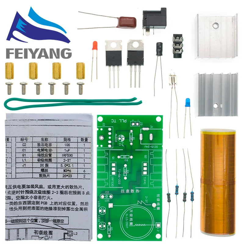 Tesla Spule DIY Elektronische Kit Teile Produktion Magie Requisiten 15W MINI Musik Lautsprecher Produktion 3,5mm Buchse DC 15-24V 2A