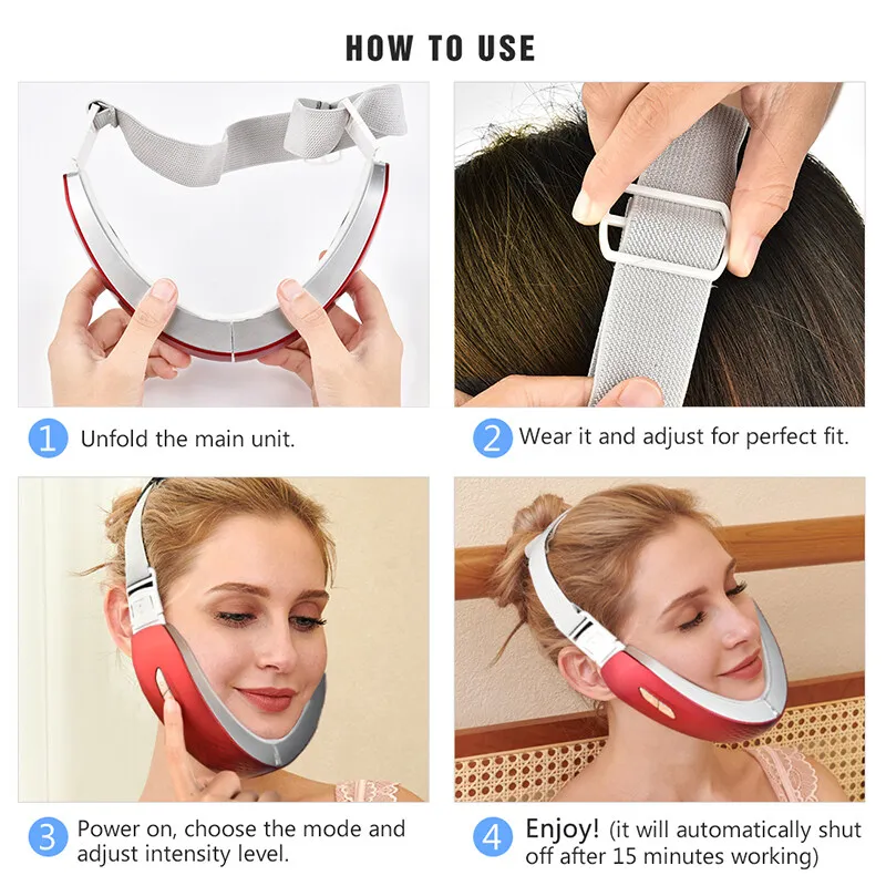 EMS V Face Lifting Device LED Photon Therapy Facial Slimming Massager Double Chin V Shape Firming Cheek Lift Face