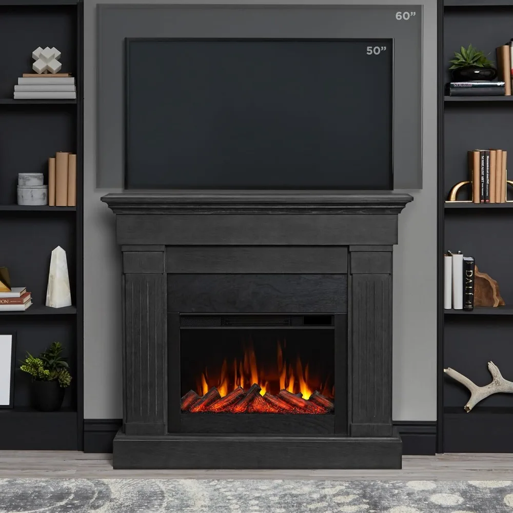Crawford Slim Indoor Electric Fireplace with Mantel for Living Room or Bedroom, Replaceable Fireplace Insert Heater, 6