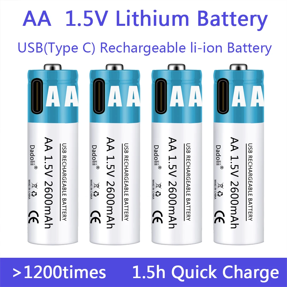 

USB rechargeable lithium-ion battery,1.5V AA battery, 2600mAh, remote control, mouse, small fan, toy battery cable+free shipping