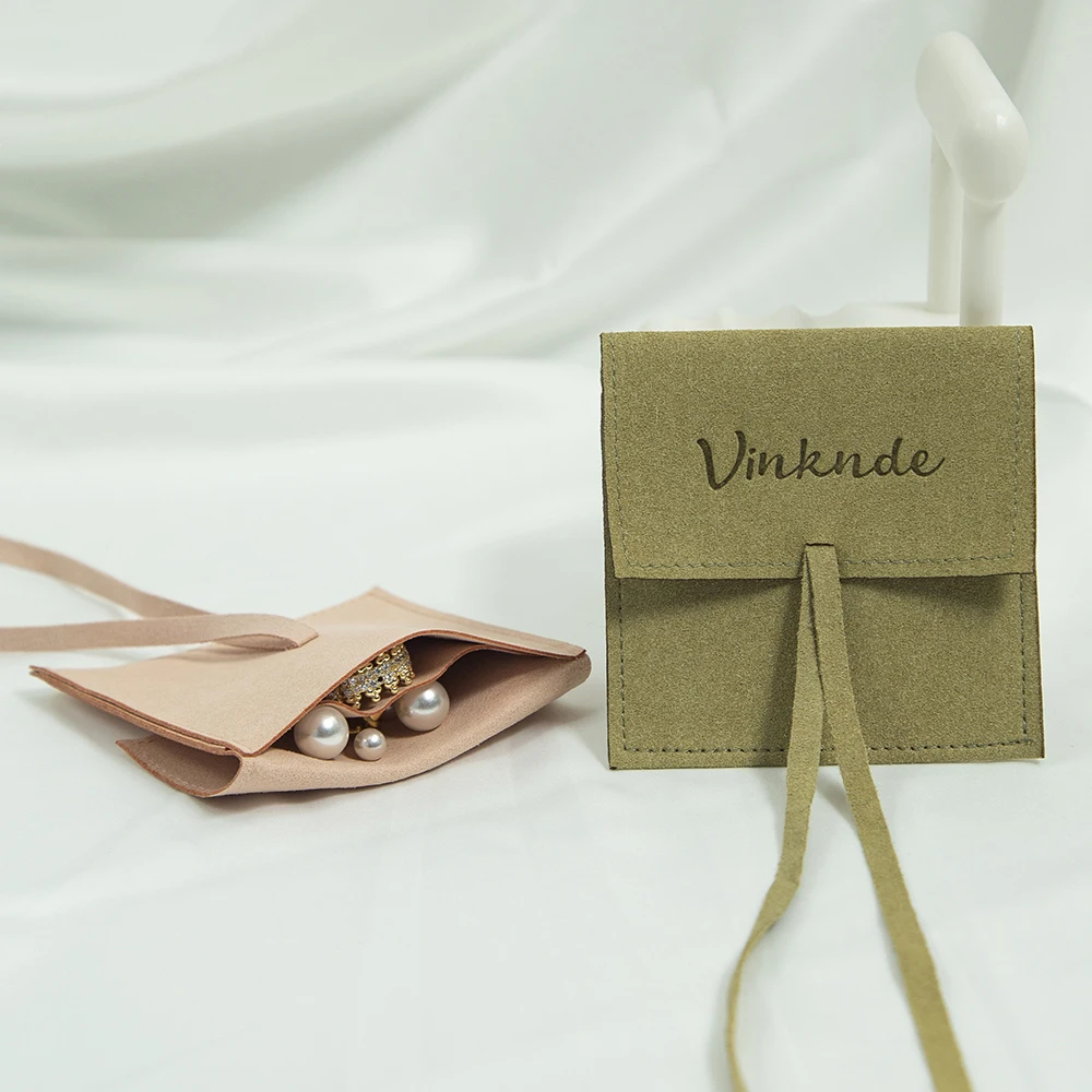 50pcs Mini Microfiber Suede Pouch Personalized Jewelry Packaging Custom Logo Chic Small Earrings Necklace Brooch Jewellery Bag