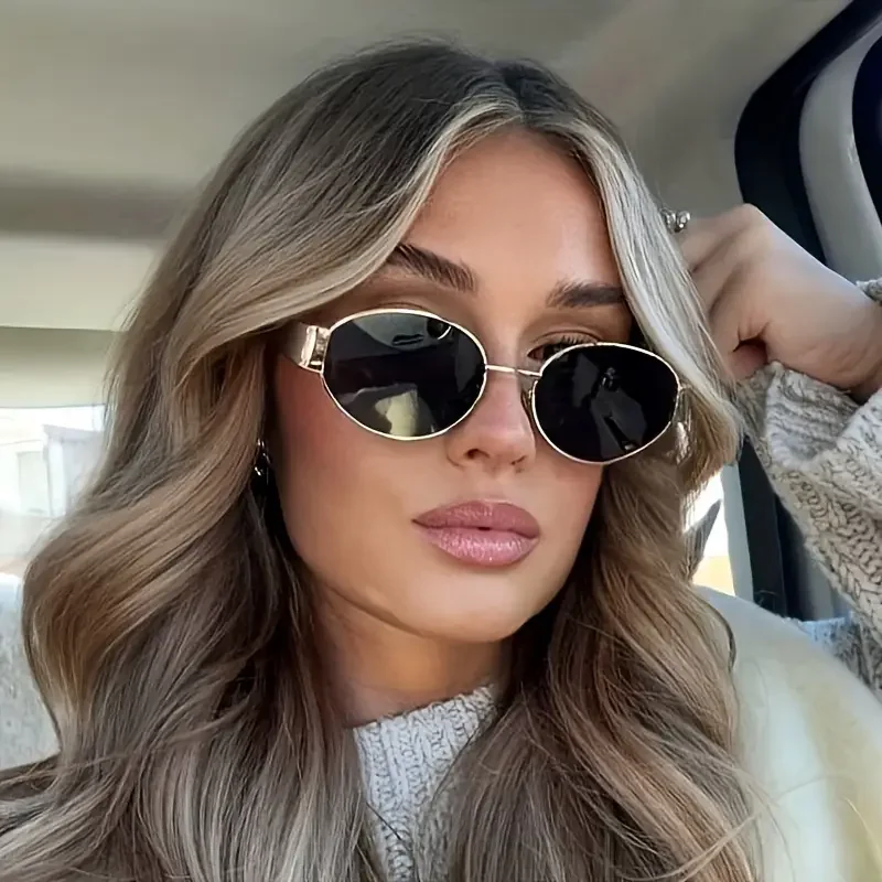 Small Metal Frame Oval Sunglasses For Women 2025 Brand  display picture 2