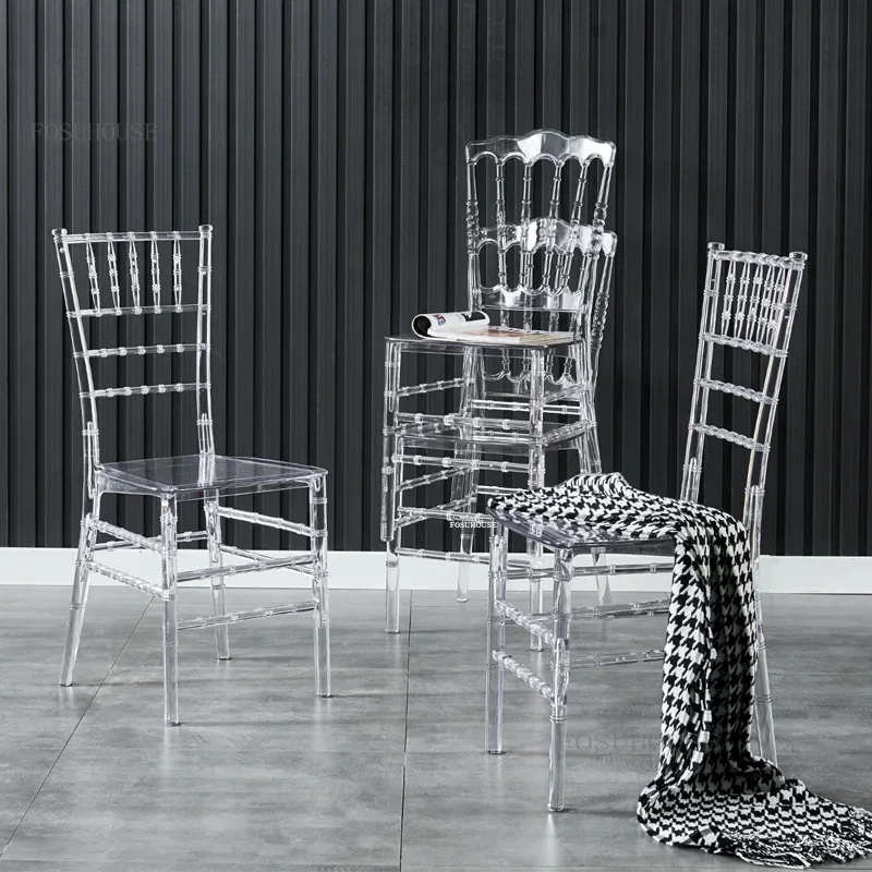 TG Crystal Design Dining Chair Hotel Commercial Furniture Outdoor Wedding Chair Banquet Transparent Leisure Back Chairs For Even