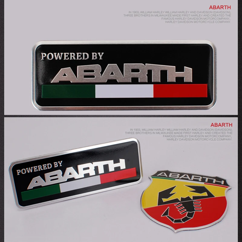 Abarth 3D Sticker Set – Front + Rear Logo Replacement For Fiat Panda (After 2012), Official Italian Made