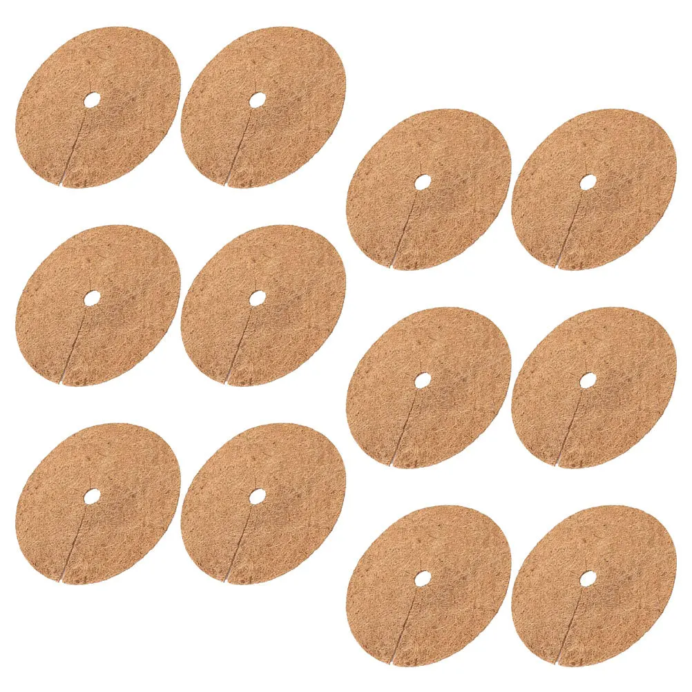 12 Stück Kokos-Mulchringe, runde Anti-Gras-Matten für Garten, Blumentopf, Baumpflanzenschutz, Faserpolster, Mulchmatte – Detail 1