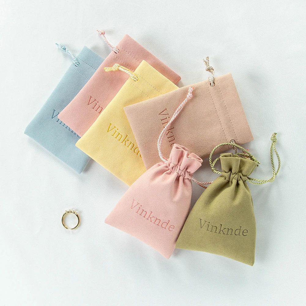 100 Personalized Logo Microfiber Jewelry Small Gift Bags Velvet Drawstring Packaging Earring Soap Pouch Wedding Favor Goodie Bag 50 custom drawstring bags personalized logo print jewelry packaging bags pouches chic wedding favor bags white flannel bags more