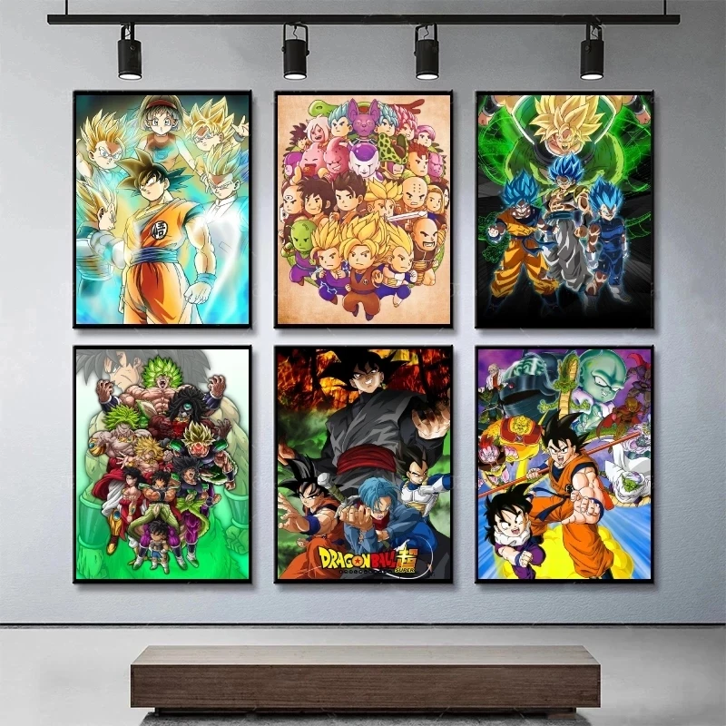 

Super Saiyan Canvas SonGohan Painting Posters Kakarotto HD Prints Wall Art Pictures Dragon Ball Kids Room Home Decor With Frame