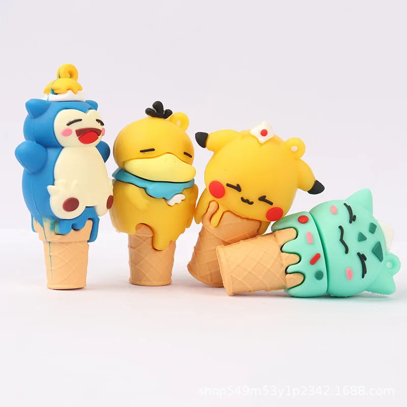 

4Pcs/set 5CM Pokemon MIni Action Figure Toy model ice cream series Anime characters Pikachu Ice cream model Desktop decoration