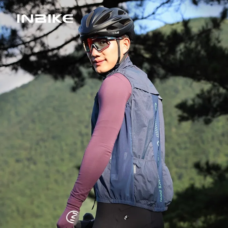 INBIKE Men's Cycling Vest Breathable Bicycle Sports Jacket with Elastic Cuffs Multi-Functional Pockets for Enhanced Performance
