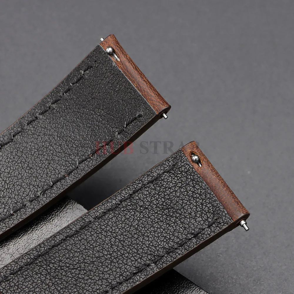 Vintage Retro Calfskin Leather Watch Band with Quick Release Strap