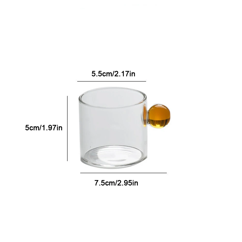 Description Picture 2 of item6pcs 100ml Espresso Cups Small Cups Home Glass Ball Handle Coffee Cup Tea Water Cup Saucer Steak Juice Bucket Table Decor