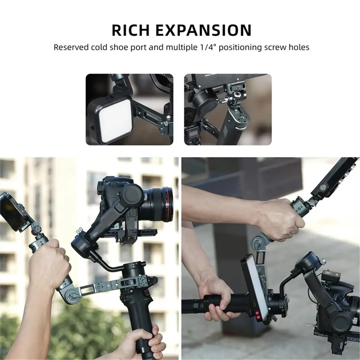 N05R QYA1 짐벌 슬링 핸드그립 + DJI RS2/RSC2/RS3/RS3 Mini/RS3 PRO/RS4/RS4 PRO 스태빌라이저용 NATO 확장 부품 키트