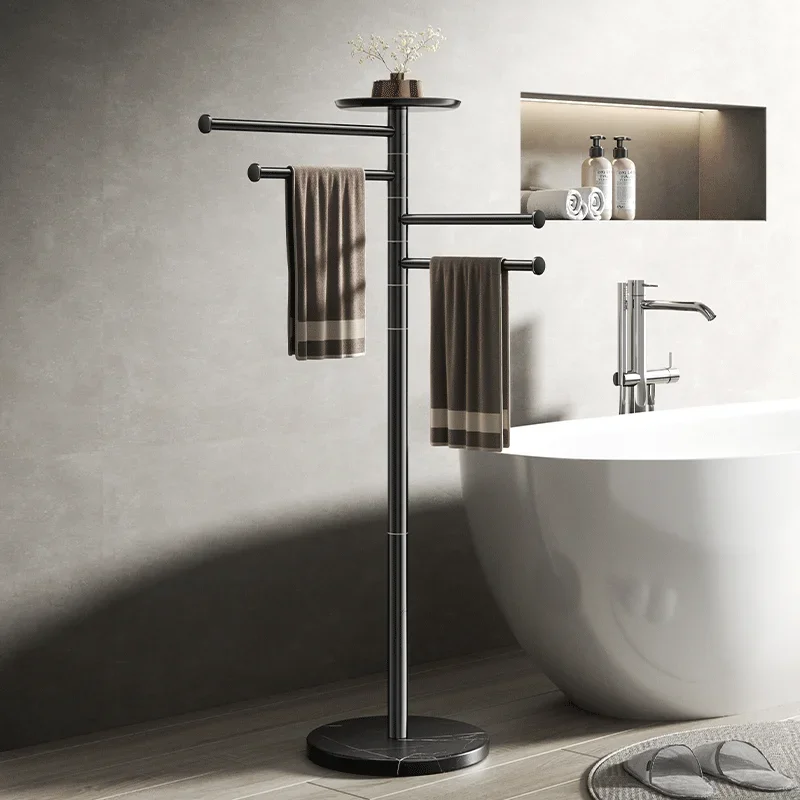 Bathroom rotating towel rack integrated high-end bathroom marble floor bath towel rack stainless steel