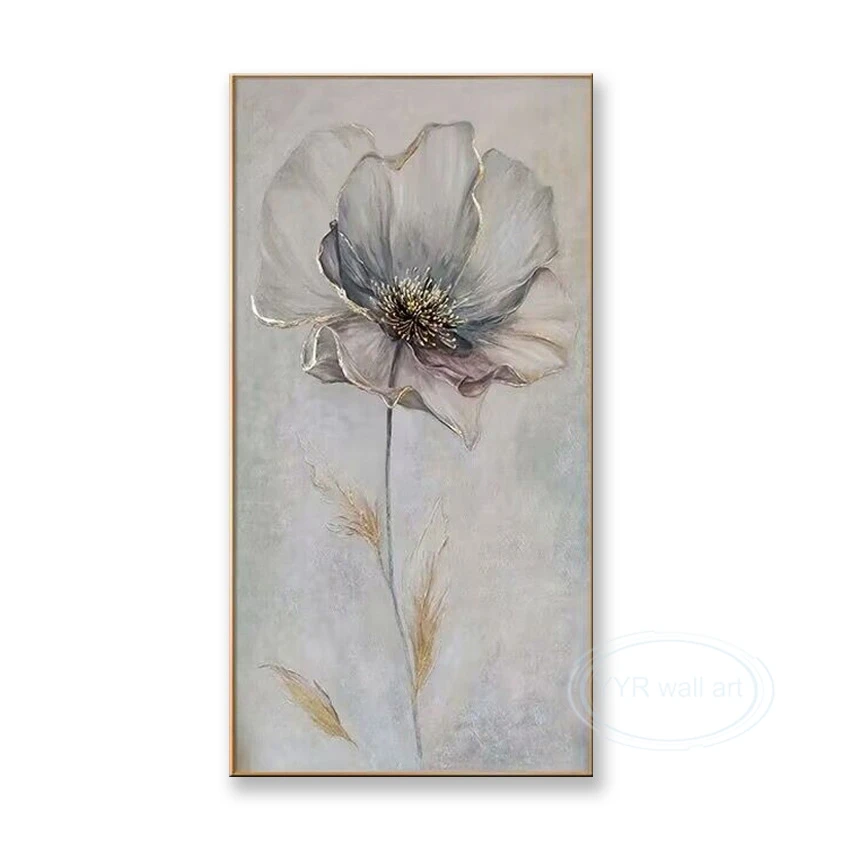 

Beautiful Handdrawn Oil Painting Single Transparent Petal Flower Home Decoration Painting Bedroom Living Room Restaurant Mural