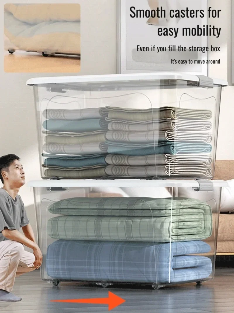 Household quilt storage box transparent acrylic large capacity bedroom organizing box Office Desktop Organizer Hoder 24*18*16cm 6