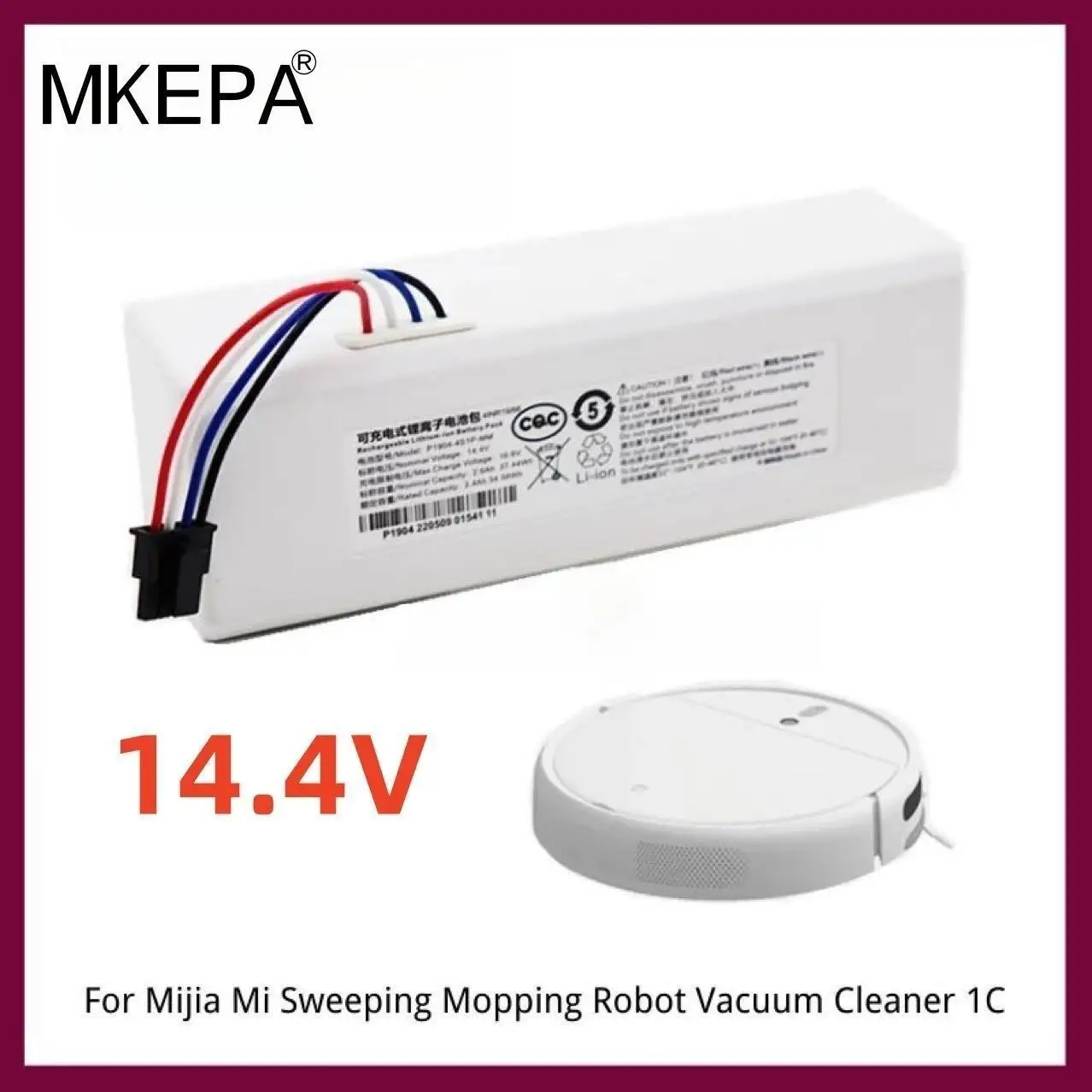 

14.4V 6500mAh Xiaomi Robot 1C Battery Suitable for Xiaomi Mi Home STYTJ01ZHM Vacuum Cleaner Sweeping Robot Replacement Battery
